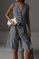 Жіночий літній класичний костюм (жилет + шорти бермуди). Арт 336А500
