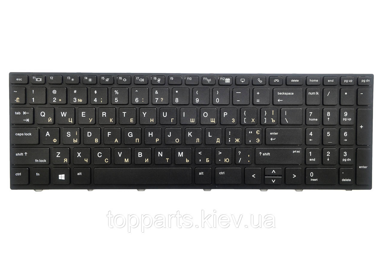 Клавіатура для ноутбуків HP EliteBook 850 G5, 755 G5, ZBook 15u G5 чорна з чорною рамкою UA/RU/US