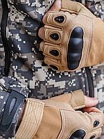 Тактические перчатки, перчатки военные без пальцев, Долговечные перчатки, цвет (койот)