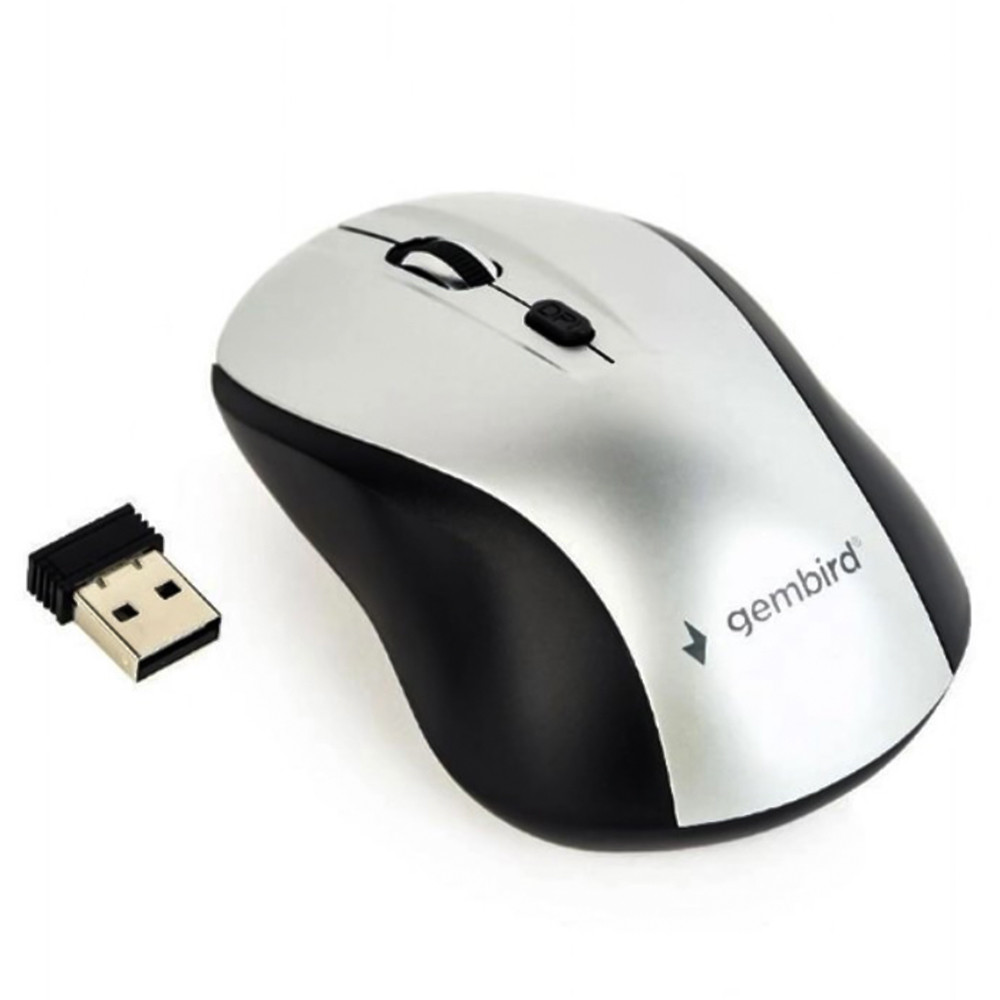 Безпровідна мишка Gembird MUSW-4B-02-BS 1600 DPI, Black-Silver