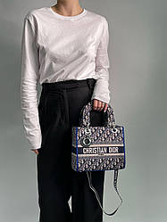 Жіноча сумка Крістіан Діор синя Christian Dior Blue Lady D-Lite