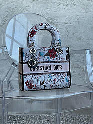 Жіноча сумка Крістіан Діор біла Christian Dior White Lady D-Lite Flower