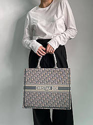 Жіноча сумка Крістіан Діор сіра Christian Dior Grey Large Book Tote