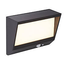 Solar Outdoor Wall Light - Black Metal & White Polycarbonate