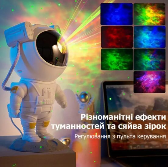 Ночник детский RGB Стар Мастер декоративный проектор космонавт астронавт на пульте настольная лампа - фото 10 - id-p2195135407