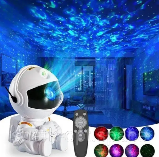 Ночник детский RGB Стар Мастер декоративный проектор космонавт астронавт на пульте настольная лампа - фото 1 - id-p2195135407