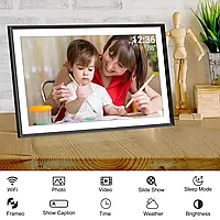 Цифрова фоторамка Frameo 10,1 дюйма, 32 ГБ Smart WiFi, цифрова фоторамка з сенсорним екраном 1280x800 IPS HD.