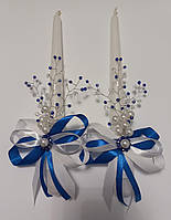 Сині весільні свічки вінчальні "Хрусталь"