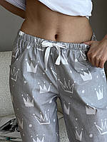 Женские брюки COSY из бязи серые с белыми Коронами C211P Im_600