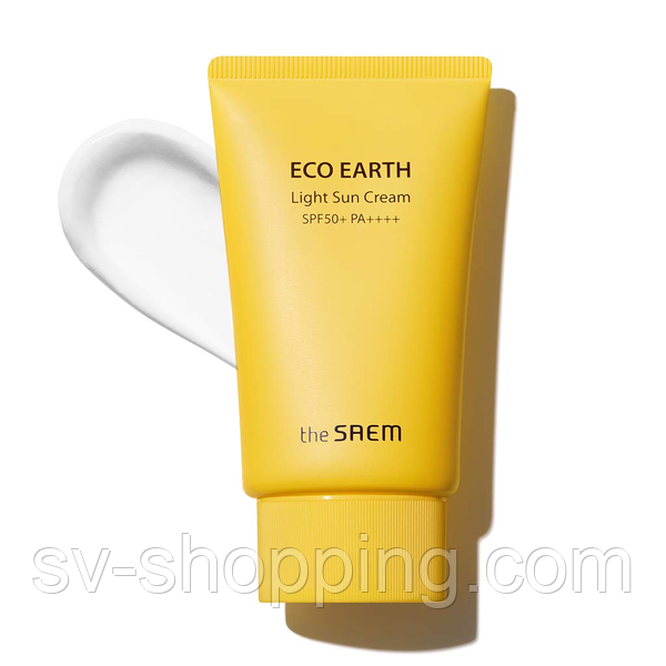 Легкий сонцезахисний крем The Saem Eco Earth Power Light Sun Cream SPF50+ PA+++, 50 мл