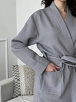 Женский Подарочный набор COSY Халат-кимоно длинный с полотенцем Серый в коробке Im_1910