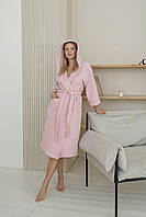 Женский банный халат с капюшоном, розовый Im_1390