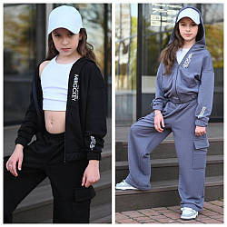 Стильний спортивний підлітковий костюм для дівчаток "Карго", розміри на зріст 140, 164