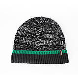 Шапка водонепроникна Dexshell Cuffed Beanie, р-р L/XL (58-60 см) чорна з зеленою смугою, фото 2