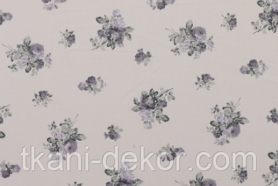 Сатин (бавовняна тканина) бузкові букети (ширина 160см, 120г/м2), фото 1