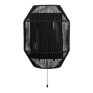 Настінний світильник бра Wicker 2 лампи матовий чорний метал, фото 2