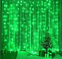 Светодиодная гирлянда с прозрачным проводом 3*3 м 300 LED Гирлянда тора "Бахрома" (зелёный цвет) TLK