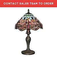 Dragonfly Table Lamp - Antique Brass & Stained Glass