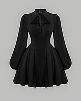 Неймовірно круте плаття з розкльошеною спідницею та красивим декольте чорний