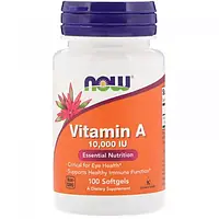 Витамин A (Vitamin A) 10000 МЕ, NOW Foods, 100 капсул