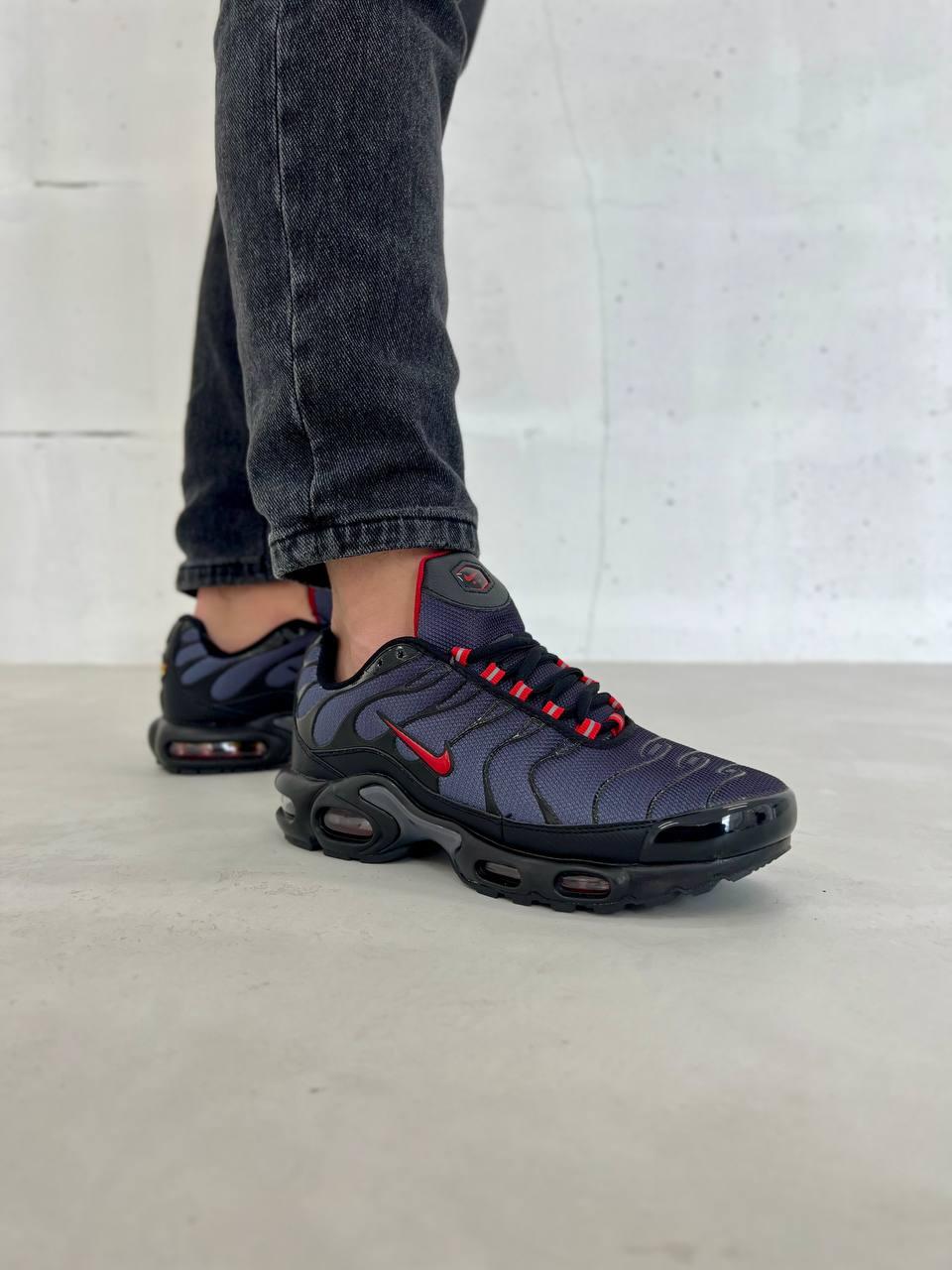 Чоловічі кросівки текстильні шкіра Nike tn чорн син чорниці, чоловічі кеди Найк сині, Чоловіче взуття