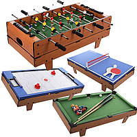 Настільна дерев'яна гра 4 в 1 HG207-4 Дитячий ігровий розкладний стіл з 4 різними іграми