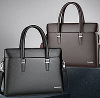 Качественный мужской деловой портфель для документов черный коричневый, мужская сумка А4 эко кожа Im_1400