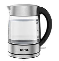 Електрочайник Tefal Glass Kettle 1.7л, скло, з заварником, сріблясто-чорний