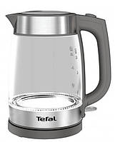 Електрочайник Tefal Glass Kettle 1.7л, скло, сріблясто-чорний