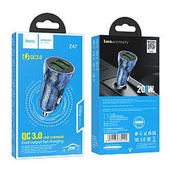 DR Авто Зарядний пристрій Hoco Z47 Transparent QC3.0 18W Колір Прозорий синій