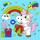 Набір для розпису по контурах для дітей Riviera Blanca Подаруночки для єдноріжки 25x25 см (КА-161), фото 3