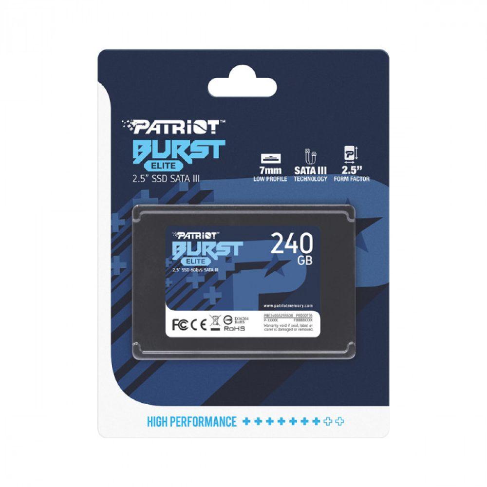 DR SSD Диск Patriot Burst Elite 240 GB 2.5" 7 mm SATAIII TLC 3D (PBE240GS25SSDR) Характеристика Чорний