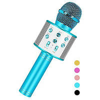 Бездротовий мікрофон Bluetooth 4 в 1 для караоке портативний дитячий з MP3 блакитний