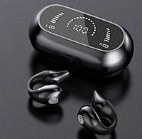 Беспроводные Bluetooth наушники для бега Черные S03 с зарядным отсеком дисплеем
