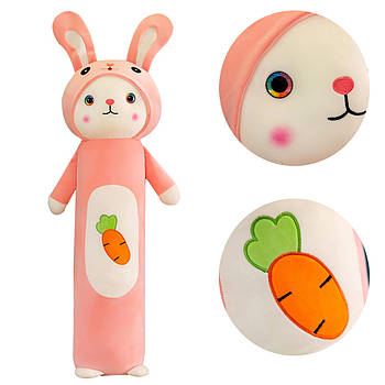 М'яка плюшева іграшка-подушка у вигляді милого Кролика з морквою Довгою 70 см MP 2346-1