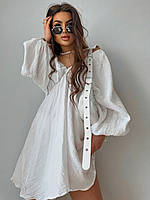 Воздушное платье из натуральной ткани муслин белый