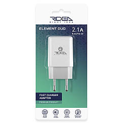 DR Мережевий Зарядний пристрій Ridea RW-21011 Element Duo 2 USB 2.1 A Колір Білий