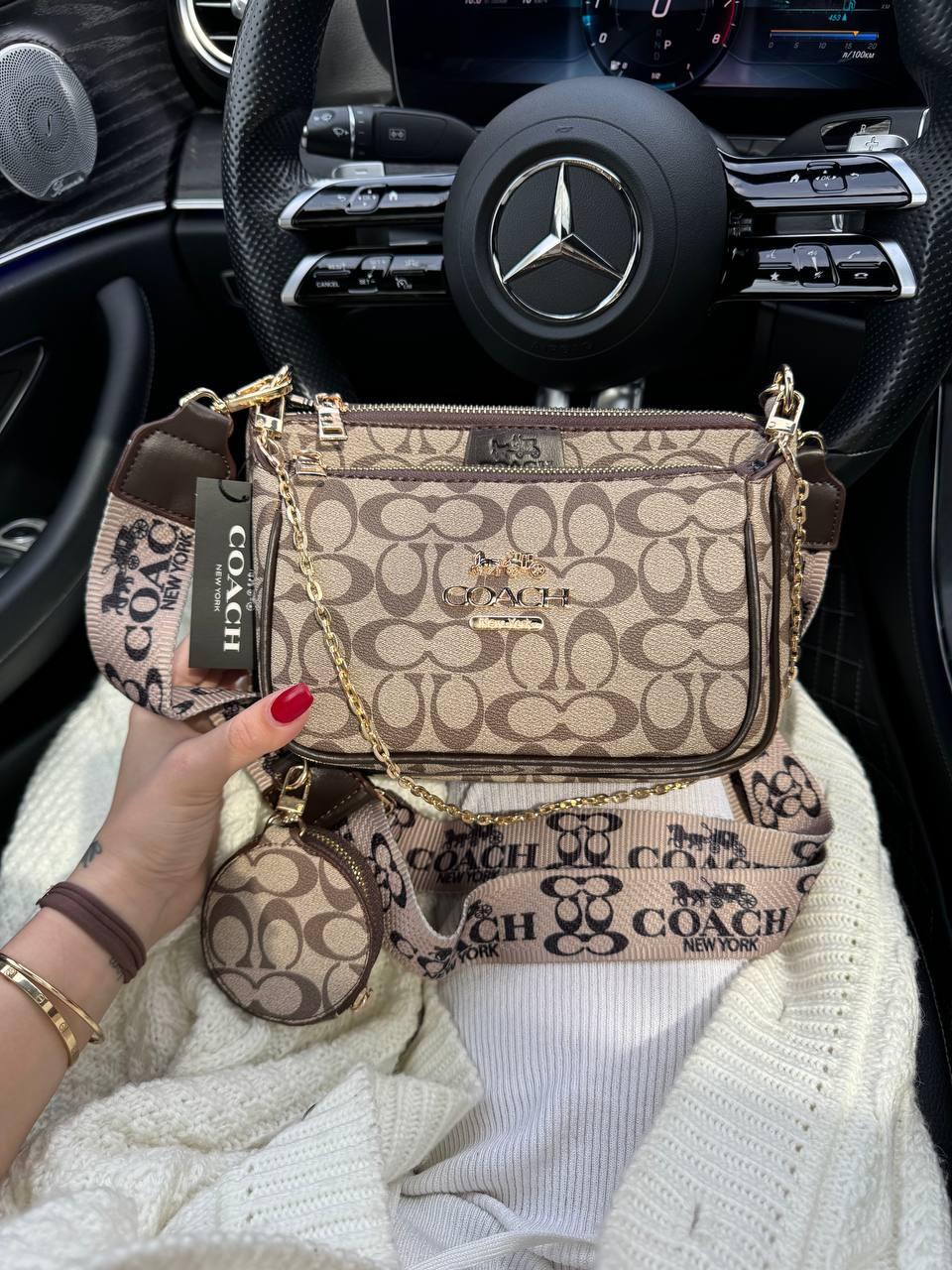 Жіноча сумка Коуч бежева Coach Beige