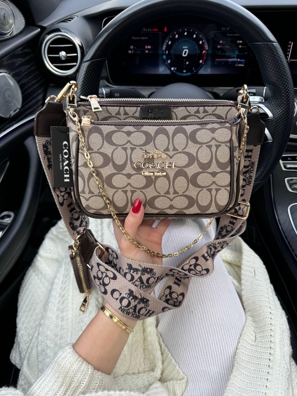 Жіноча сумка Коуч бежева Coach Beige