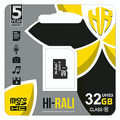 DR Карта Пам'яті Hi-Rali MicroSDHC 32gb UHS-3 10 Class Колір Чорний