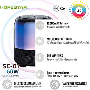 Портативна Bluetooth-колонка Hopestar SC-01 Black, фото 4