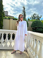 Трикотажне плаття-туніка оверсайз із капюшоном + кишенею білий