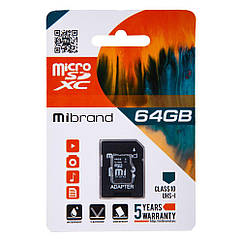 DR Карта Пам'яті Mibrand MicroSDXC 64 gb UHS-1 10 Class &amp; Adapter Колір Чорний