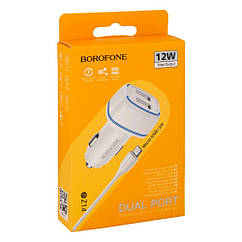 DR Авто Зарядний пристрій Borofone BZ14 Micro 2USB 2.4A Колір Білий