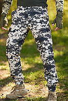 Мужские штаны "Terra", Пиксель Темно-зеленый, Размер S / Тактические военные брюки / Штаны для ВСУ / Штаны полиэстер