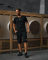 Мужской летний спортивный костюм Jordan черный хлопковый, Черный спорт костюм Джордан на лето Шорты и Футболка