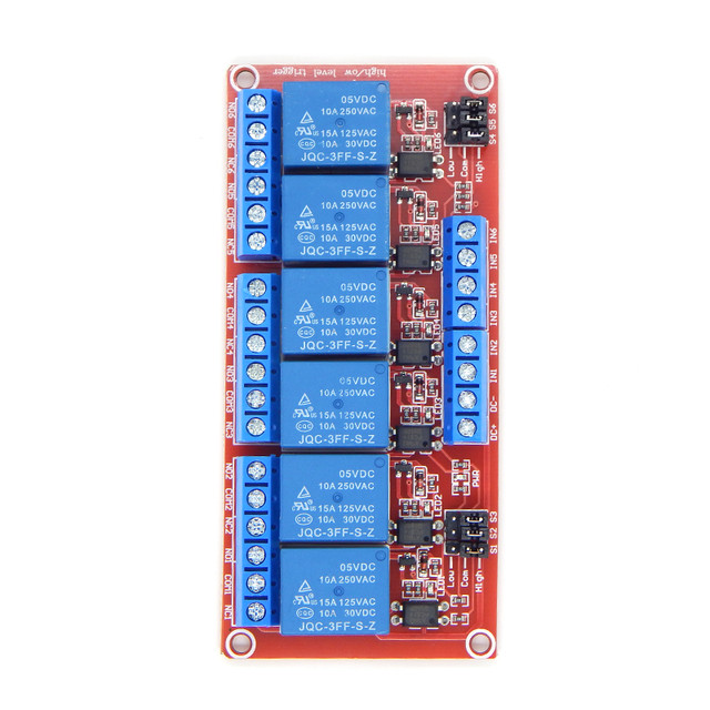 Модуль реле 6-канальний (низький/високий рівень) - 5 В Arduino