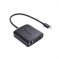 Многопортовый адаптер USB C (USB C Hub DisplayPort 1.4) 2 порта USB 2.0, 480 Мбит/с Ethernet и зарядка 100 Вт