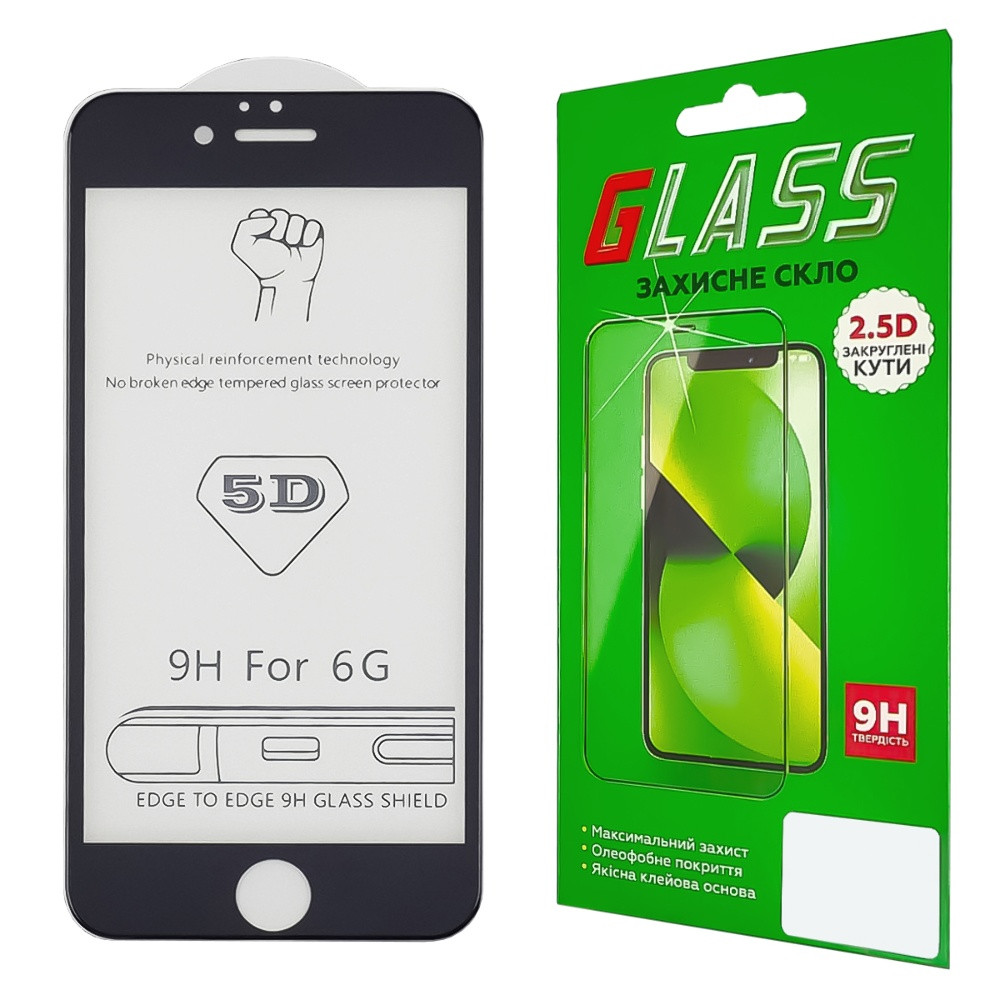 TU  TU Защитное стекло для Apple iPhone 6 (0.3 мм, 5D чёрное) ТОП, фото 1