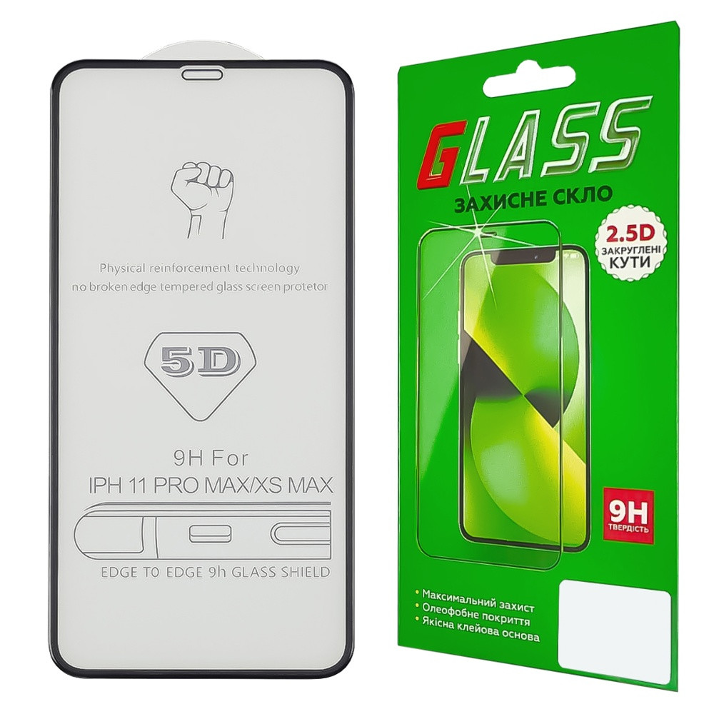 TU  TU Защитное стекло для Apple iPhone XS Max (2018)/ 11 Pro Max (0.3 мм, 5D чёрное) ТОП, фото 1